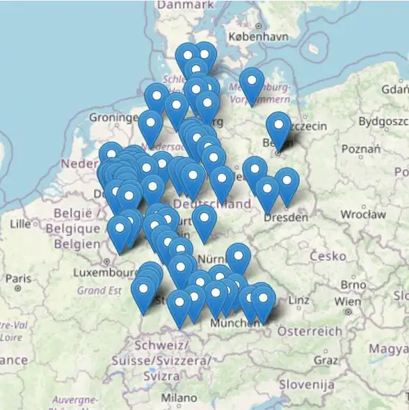 Karte der Premium und Elite Member Open Street Map mit Pins, die anzeigen, wo die Business Club One Member sitzen.